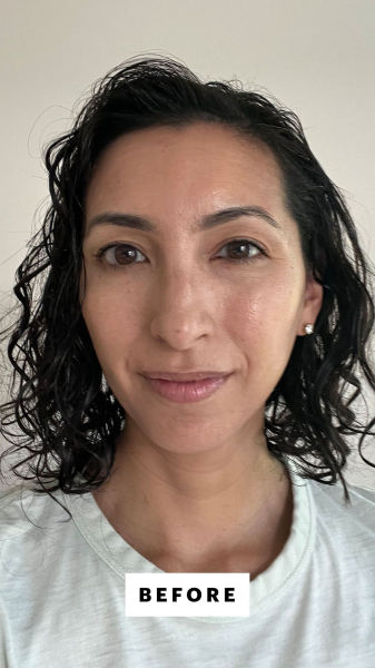 Deanna Pai before applying the Bumble and Bumble Curl Light Defining Styling Cream