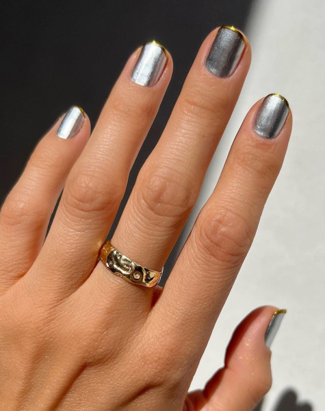 Fall Nail Trend 2026 molten silver